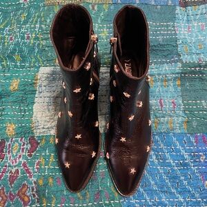 Zadig & Voltaire Black Ankle Boots with Star Accents NEW size 9